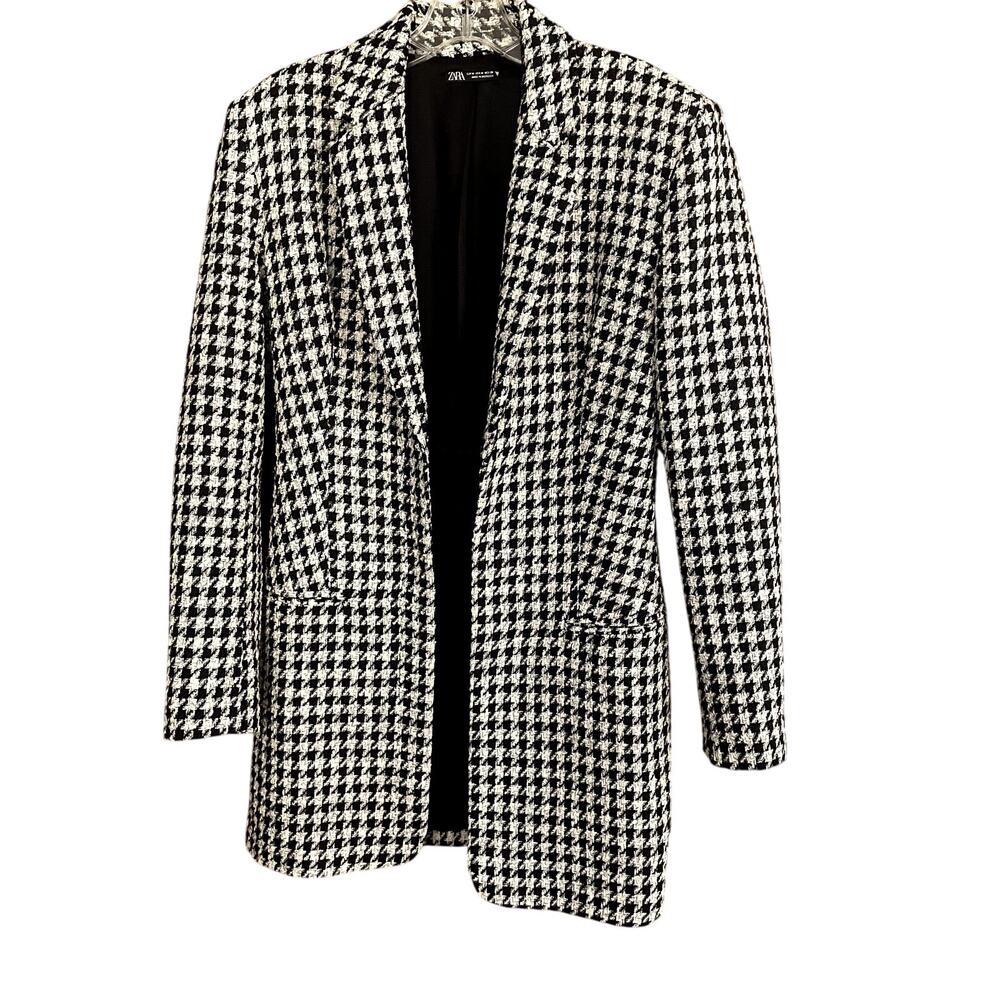Zara Black and White Houndstooth Jacket